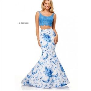Sherri Hill 52622 Bow Back Lace Top 2 Piece Prom Dress